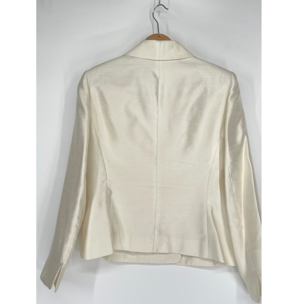 Le Suit Womens Skirt Suit 10 Blazer Set Cream Black Satin Professional Formal - Picture 10 of 16